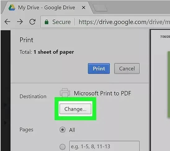 click on print for pdf file on google chrome