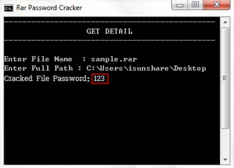 Enfin, appuyez sur la touche « Entrée » pour démarrer le crack du fichier RAR verrouillé. Attendez que CMD termine le crack du mot de passe et utilisez un nouveau mot de passe pour déverrouiller le fichier RAR.
