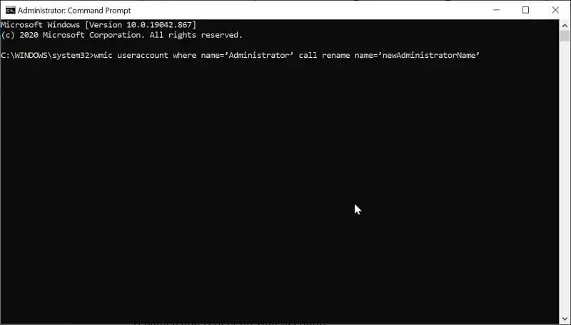 command prompt change administrator name windows 10