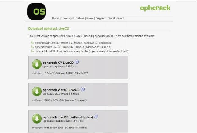 download ophcrack livecd