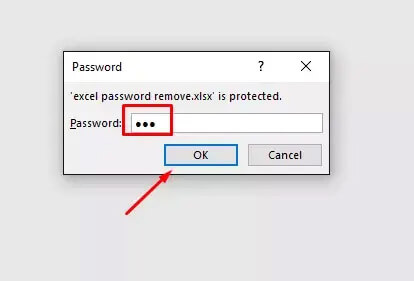 Inserire la password per aprire il file excel protetto