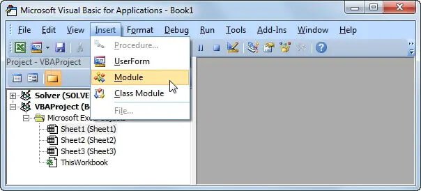 inserir módulo no vba para desproteger ficheiro excel sem password