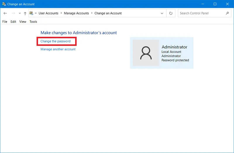apportare modifiche all'account utente Windows 10