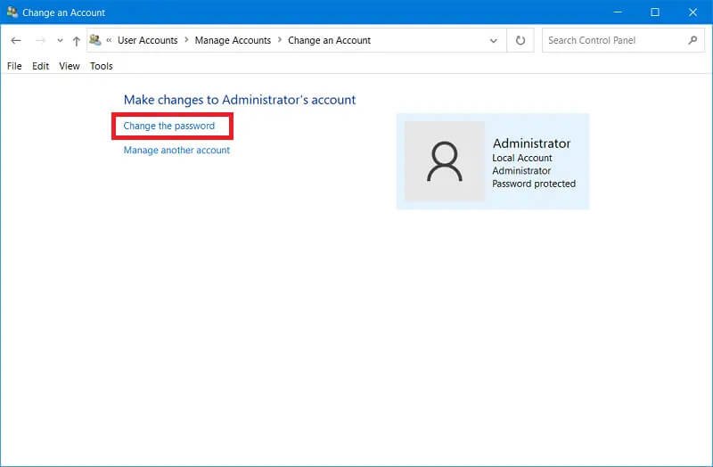 apportare modifiche all'account utente Windows 10