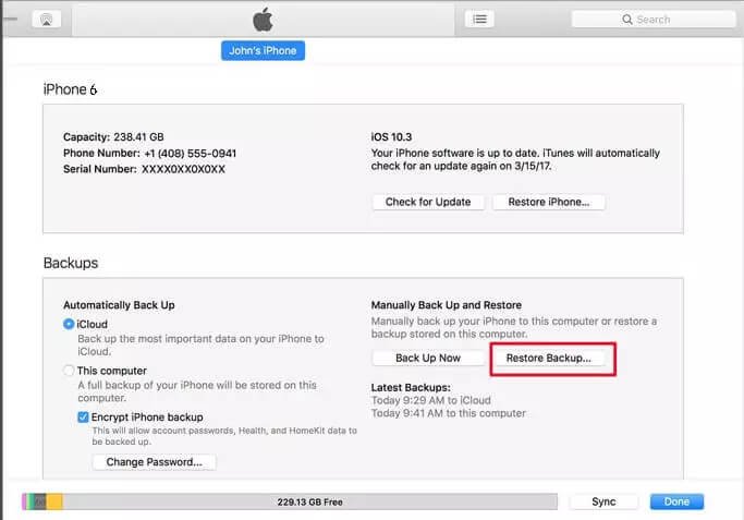 recover with itunes backup