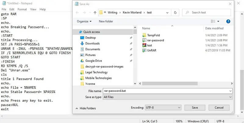 Windows'ta toplu iş dosyası kaydetme