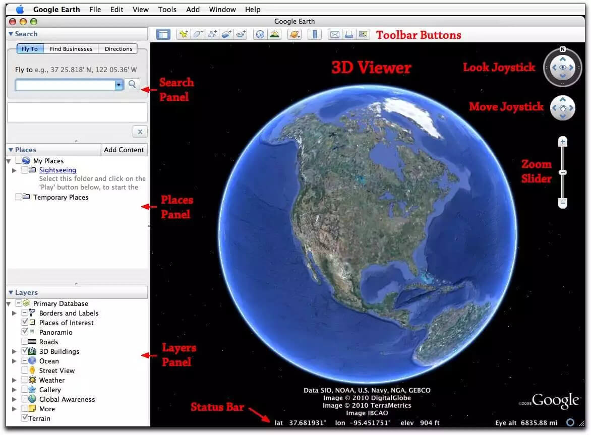 sledování polohy pomocí služby Google Earth