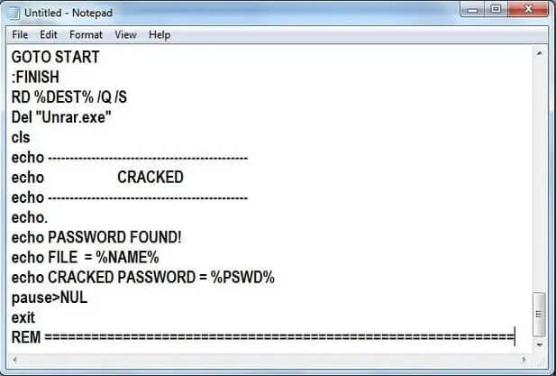 sbloccare la password rar usando cmd