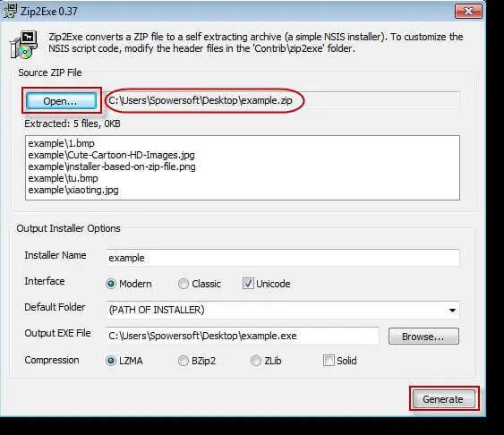 Cliquez sur l’option « Installer based on ZIP » se trouvant sur l’interface de NSIS.