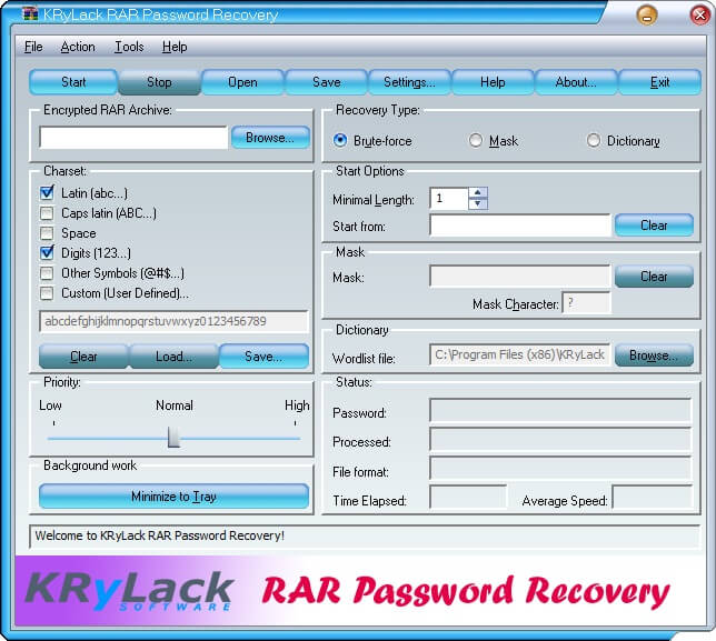 khôi phục mật khẩu krylack rar