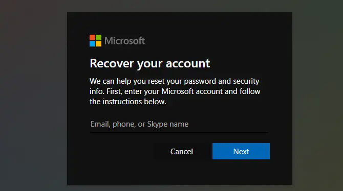 Microsoft 密碼重置