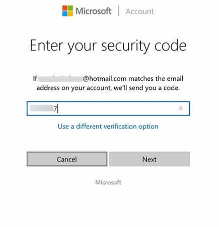 microsoft introduciendo el código de seguridad