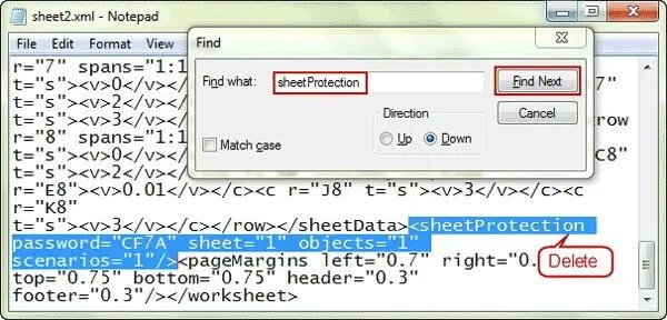 Ausgewählten Code entfernen, um Excel zu entsperren