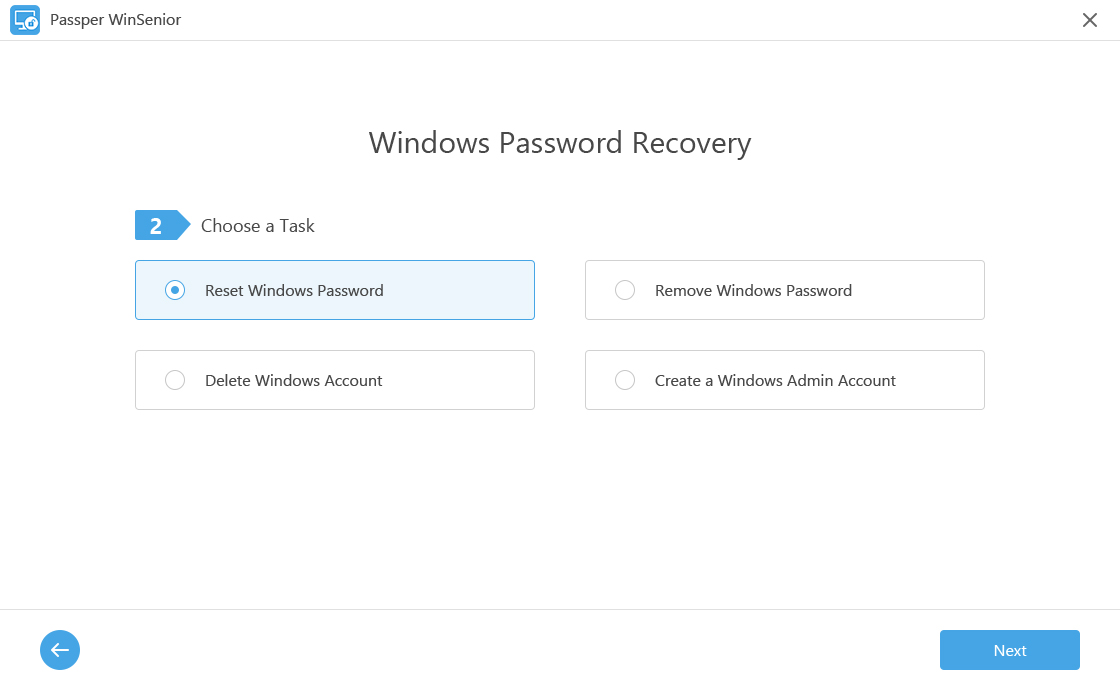 sélectionnez la plateforme Windows 10 dont vous voulez en supprimer le mot de passe